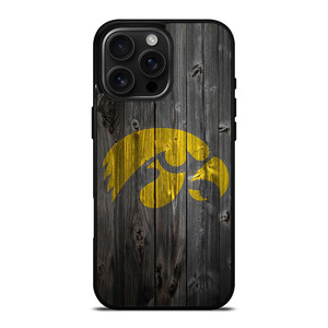 IOWA HAWKEYES WOOD LOGO iPhone 16 Pro Max Case Cover