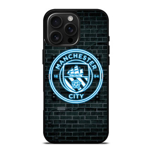 MANCHESTER CITY FC NEON LOGO iPhone 16 Pro Max Case Cover