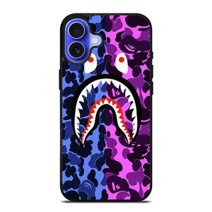 BAPE SHARK BLUE PURPLE iPhone 16 Case Cover