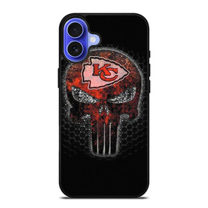 KANSAS CITY CHIEF PUNISHER SKULL LOGO iPhone 16 Case Cover KANSAS CITY CHIEF PUNISHER SKULL LOGO iPhone 16 Case Cover
