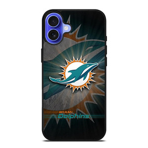 MIAMI DOLPHINS FOOTBALL METAL LOGO iPhone 16 Case Cover MIAMI DOLPHINS FOOTBALL METAL LOGO iPhone 16 Case Cover
