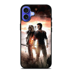 NATHAN DRAKE AND LARA CROFT UNCHARTED GAMES iPhone 16 Case Cover NATHAN DRAKE AND LARA CROFT UNCHARTED GAMES iPhone 16 Case Cover