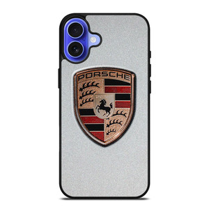 PORSCHE SILVER METAL EMBLEM iPhone 16 Case Cover