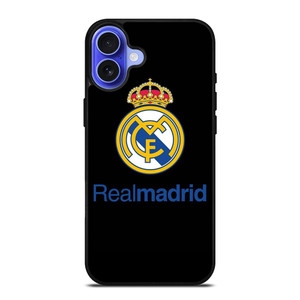 REAL MADRID FOOTBALL BLACK LOGO iPhone 16 Case Cover REAL MADRID FOOTBALL BLACK LOGO iPhone 16 Case Cover