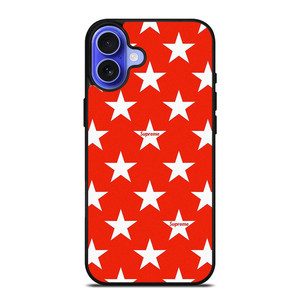 SUPREME STARS PATTERN RED iPhone 16 Case Cover SUPREME STARS PATTERN RED iPhone 16 Case Cover