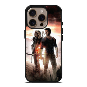 NATHAN DRAKE AND LARA CROFT UNCHARTED GAMES iPhone 16 Pro Case Cover NATHAN DRAKE AND LARA CROFT UNCHARTED GAMES iPhone 16 Pro Case Cover