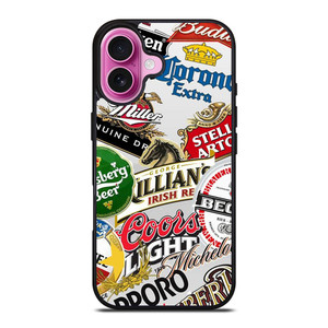 BEER WHISKEY LOGO COLLAGE iPhone 16 Plus Case Cover
