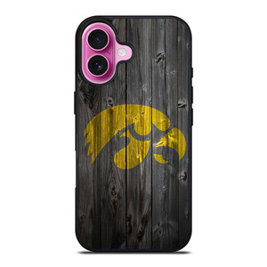 IOWA HAWKEYES WOOD LOGO iPhone 16 Plus Case Cover