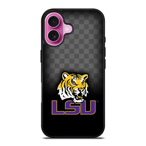 LSU TIGERS FOOTBALL CHECKERBOARD LOGO iPhone 16 Plus Case Cover