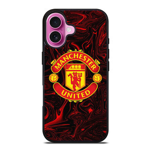 MANCHESTER UNITED RED MARBLE LOGO iPhone 16 Plus Case Cover