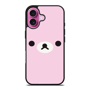 RILAKKUMA BEAR PINK MINIMALIST iPhone 16 Plus Case Cover