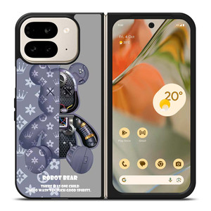 BEAR BRICK KAWS ROBOT GREY Google Pixel 9 Pro Fold Case Cover