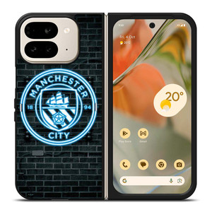 MANCHESTER CITY FC NEON LOGO Google Pixel 9 Pro Fold Case Cover MANCHESTER CITY FC NEON LOGO Google Pixel 9 Pro Fold Case Cover