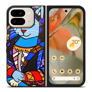 ROMERO BRITTO CAT MONALISA Google Pixel 9 Pro Fold Case Cover ROMERO BRITTO CAT MONALISA Google Pixel 9 Pro Fold Case Cover
