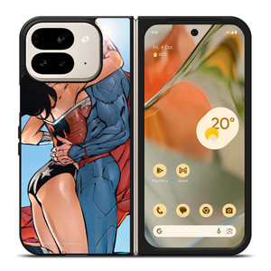 SUPERMAN WONDER WOMAN CARTOON KISSING Google Pixel 9 Pro Fold Case Cover SUPERMAN WONDER WOMAN CARTOON KISSING Google Pixel 9 Pro Fold Case Cover