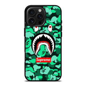 CAMO BATHING APE SUPREME GREEN iPhone 16 Pro Max Case Cover