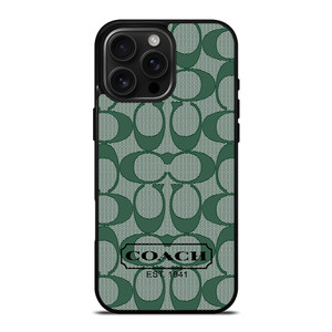 COACH GREEN LOGO PATTERN iPhone 16 Pro Max Case Cover