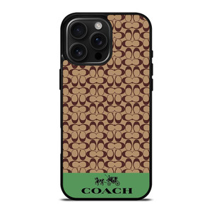 COACH NEW YORK LOGO GREEN BROWN iPhone 16 Pro Max Case Cover COACH NEW YORK LOGO GREEN BROWN iPhone 16 Pro Max Case Cover