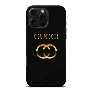 GUCCI LOGO BLACK GOLD EMBLEM iPhone 16 Pro Max Case Cover