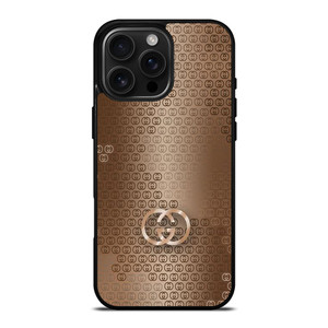GUCCI LOGO PATTERN GOLD iPhone 16 Pro Max Case Cover