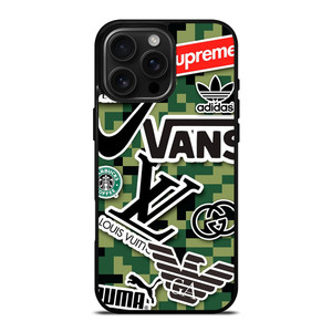 GUCCI LV NIKE VERSACE SUPREME ADIDAS LOGO iPhone 16 Pro Max Case Cover