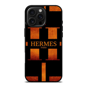 HERMES PARIS LOGO ORANGE LEATHER iPhone 16 Pro Max Case Cover HERMES PARIS LOGO ORANGE LEATHER iPhone 16 Pro Max Case Cover