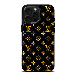 LOUIS VUITTON LV LOGO GOLD BLACK iPhone 16 Pro Max Case Cover LOUIS VUITTON LV LOGO GOLD BLACK iPhone 16 Pro Max Case Cover