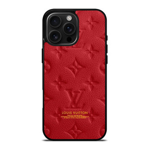 LOUIS VUITTON LV LOGO RED LEATHER iPhone 16 Pro Max Case Cover