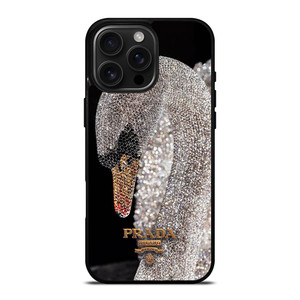 PRADA MILANO LOGO DIAMOND SWAN iPhone 16 Pro Max Case Cover PRADA MILANO LOGO DIAMOND SWAN iPhone 16 Pro Max Case Cover