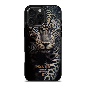 PRADA MILANO LOGO LEOPARD iPhone 16 Pro Max Case Cover