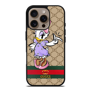 GUCCI LOGO PATTERN DAISY DUCK DISNEY iPhone 16 Pro Case Cover GUCCI LOGO PATTERN DAISY DUCK DISNEY iPhone 16 Pro Case Cover
