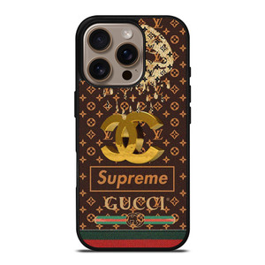 LOUIS VUITTON CHANEL SUPREME GUCCI PATTERN iPhone 16 Pro Case Cover LOUIS VUITTON CHANEL SUPREME GUCCI PATTERN iPhone 16 Pro Case Cover
