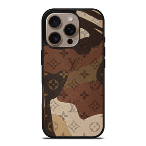 LOUIS VUITTON LV LOGO CAMO LEATHER iPhone 16 Pro Case Cover LOUIS VUITTON LV LOGO CAMO LEATHER iPhone 16 Pro Case Cover