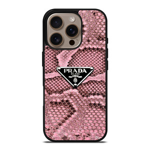 PRADA MILANO LOGO PINK SNAKE TEXTURE iPhone 16 Pro Case Cover