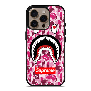 SUPREME BAPE CAMO SHARK iPhone 16 Pro Case Cover