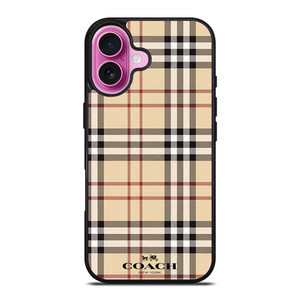 COACH NEW YORK LOGO X BURBERRY PATTERN iPhone 16 Plus Case Cover COACH NEW YORK LOGO X BURBERRY PATTERN iPhone 16 Plus Case Cover