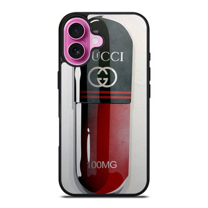 GUCCI LOGO 100 MG DRUGS ICON iPhone 16 Plus Case Cover GUCCI LOGO 100 MG DRUGS ICON iPhone 16 Plus Case Cover