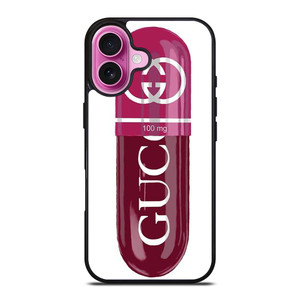 GUCCI LOGO 100 MG PINK DRUG ICON iPhone 16 Plus Case Cover GUCCI LOGO 100 MG PINK DRUG ICON iPhone 16 Plus Case Cover