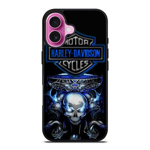 HARLEY DAVIDSON SKULL BLUE iPhone 16 Plus Case Cover HARLEY DAVIDSON SKULL BLUE iPhone 16 Plus Case Cover