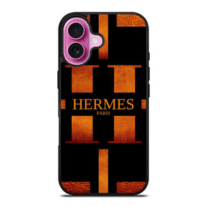 HERMES PARIS LOGO ORANGE LEATHER iPhone 16 Plus Case Cover HERMES PARIS LOGO ORANGE LEATHER iPhone 16 Plus Case Cover