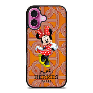 HERMES PARIS PATTERN MINNIE MOUSE DISNEY iPhone 16 Plus Case Cover HERMES PARIS PATTERN MINNIE MOUSE DISNEY iPhone 16 Plus Case Cover