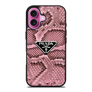 PRADA MILANO LOGO PINK SNAKE TEXTURE iPhone 16 Plus Case Cover PRADA MILANO LOGO PINK SNAKE TEXTURE iPhone 16 Plus Case Cover