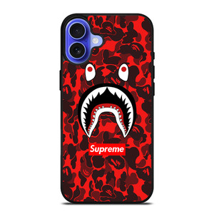 BAPE SHARK SUPREME CAMO RED iPhone 16 Case Cover BAPE SHARK SUPREME CAMO RED iPhone 16 Case Cover