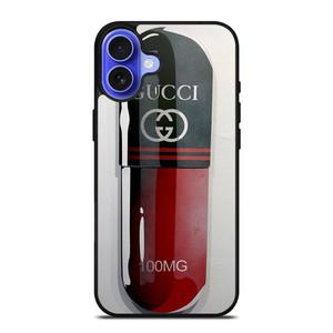 GUCCI LOGO 100 MG DRUGS ICON iPhone 16 Case Cover GUCCI LOGO 100 MG DRUGS ICON iPhone 16 Case Cover