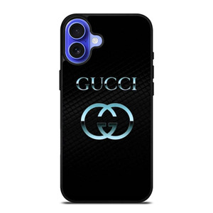 GUCCI LOGO BLUE ON BLACK EMBLEM iPhone 16 Case Cover GUCCI LOGO BLUE ON BLACK EMBLEM iPhone 16 Case Cover