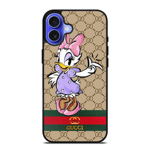 GUCCI LOGO PATTERN DAISY DUCK DISNEY iPhone 16 Case Cover GUCCI LOGO PATTERN DAISY DUCK DISNEY iPhone 16 Case Cover