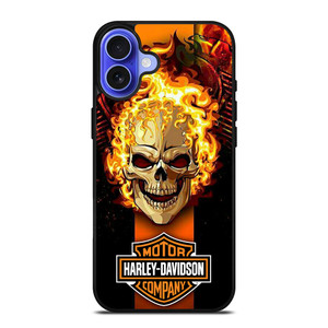 HARLEY DAVIDSON SKULL FIRE iPhone 16 Case Cover HARLEY DAVIDSON SKULL FIRE iPhone 16 Case Cover