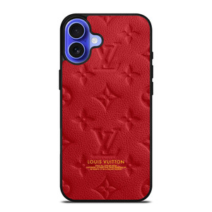 LOUIS VUITTON LV LOGO RED LEATHER iPhone 16 Case Cover LOUIS VUITTON LV LOGO RED LEATHER iPhone 16 Case Cover