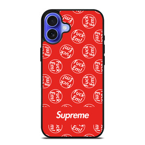 SUPREME FUCK EM PATTERN iPhone 16 Case Cover SUPREME FUCK EM PATTERN iPhone 16 Case Cover