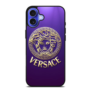 VERSACE SILVER VIOLET LOGO iPhone 16 Case Cover VERSACE SILVER VIOLET LOGO iPhone 16 Case Cover